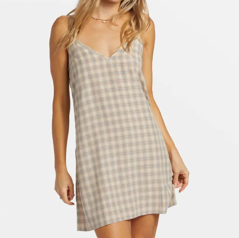 90's Babe Mini Dress In Western Sky Comfortable Zip-Up Mini Dress