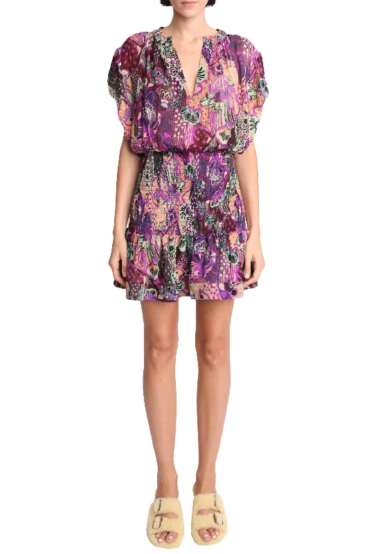 Carly Mini Dress In Orchid Multi Trendy Lace Mini Dress