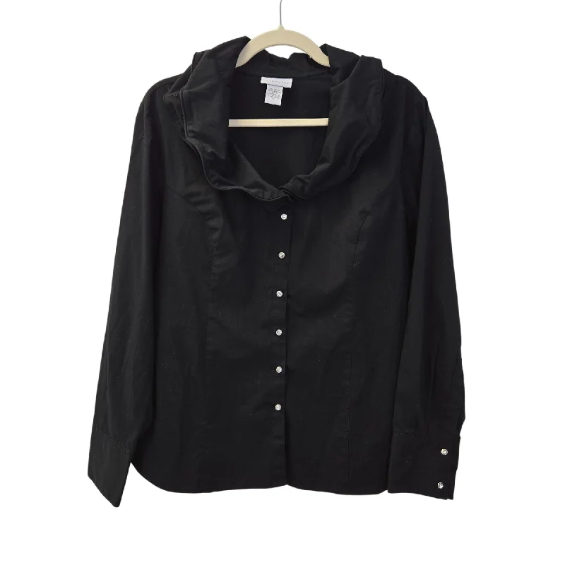 Soft Surroundings Structured Layer Collar Button Down Blouse Size Large Double-Layered Blouse