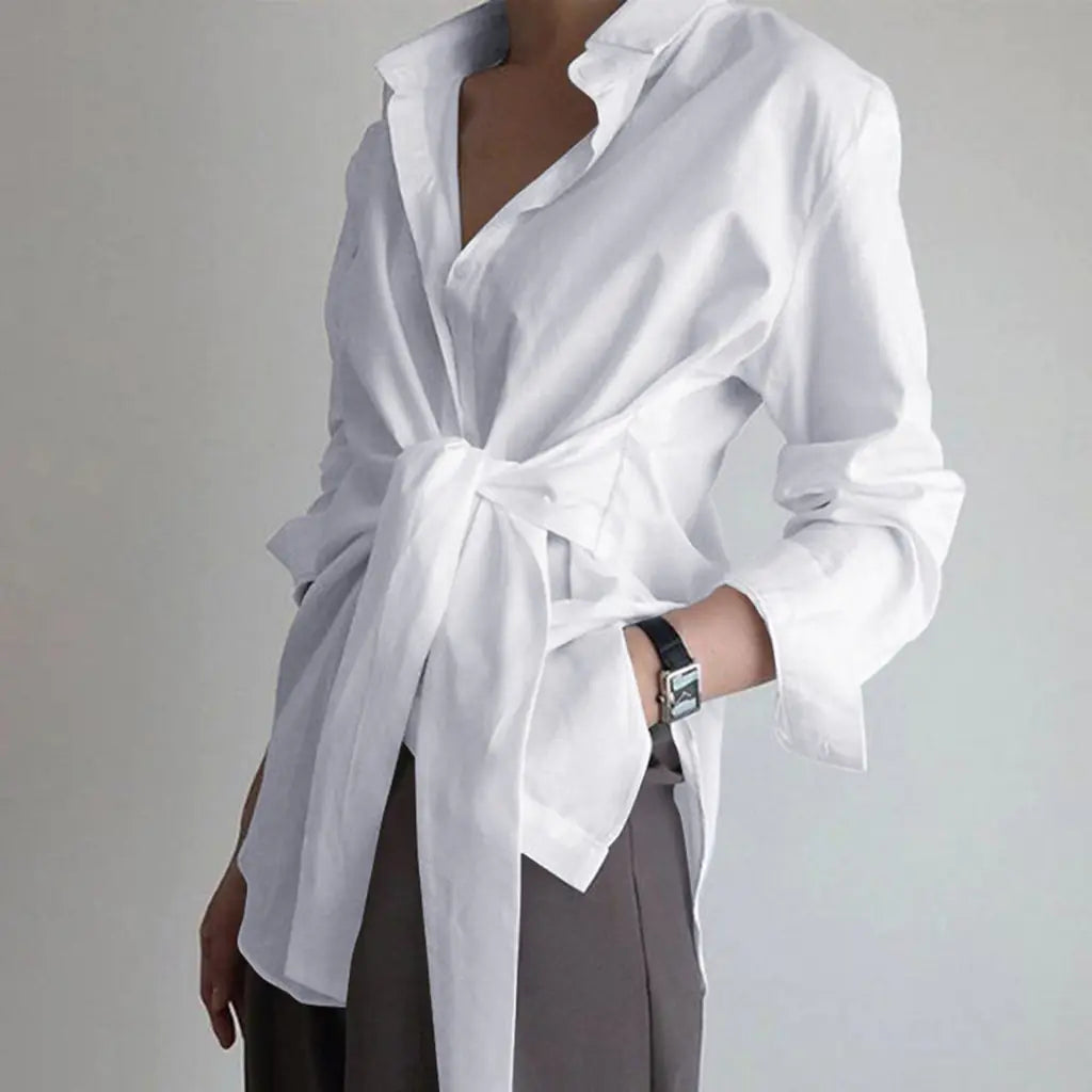 Elegant Fashion Women's Blouse Silky Draped Blouse