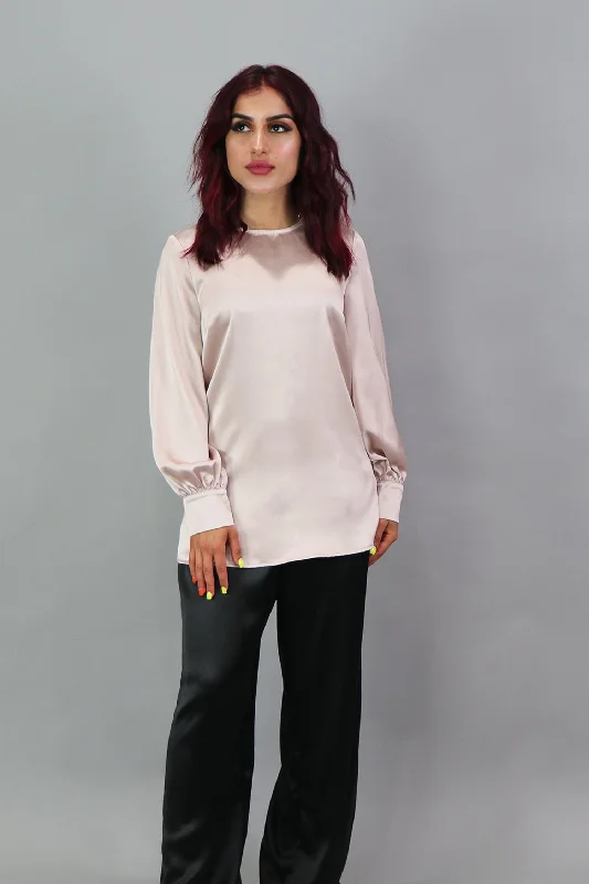 Lameera Satin Blouse - Blush Pink Double-Layered Blouse