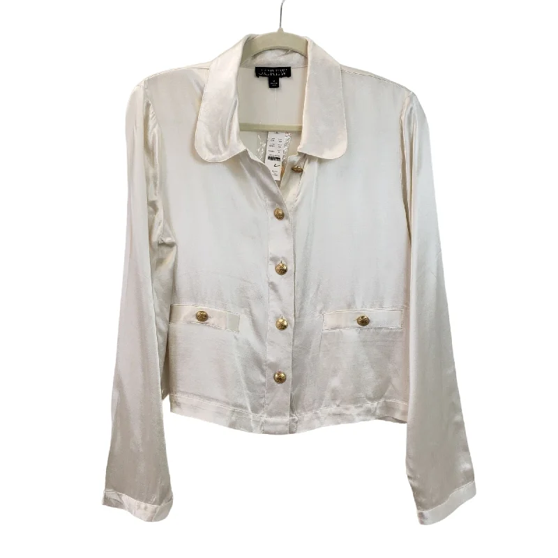 NWT J. Crew Bianca Satin Viscose Button Down Blouse Size Medium Loose Fit Blouse