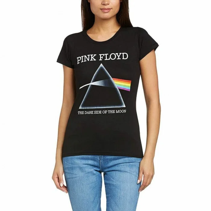 Pink Floyd Womens/Ladies Dark Side Of The Moon Refract T-Shirt-- Zippered Front Buttoned Front Snap Front