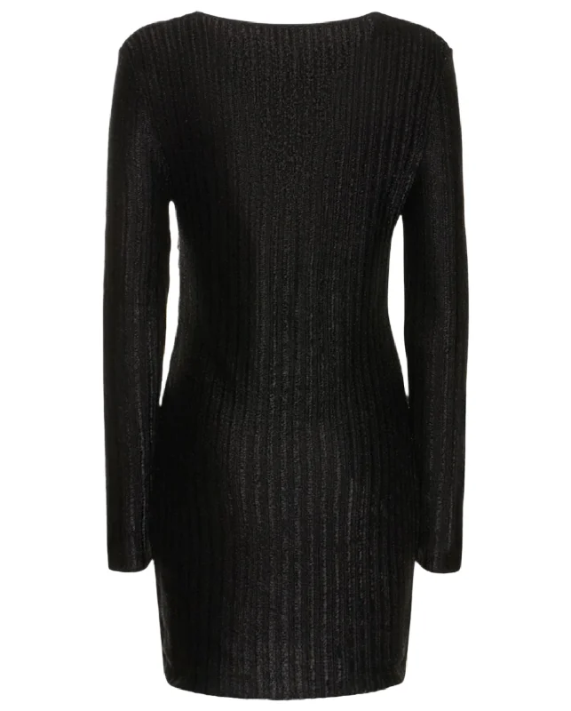 Tom Ford Womens Cut Out Knitted Mini Dress In Black Fashionable Pleated Mini Dress