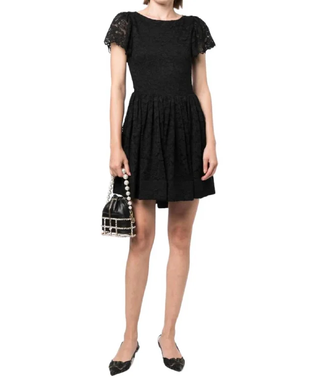 Marguerite Mini Dress In Black Elegant Lace-Up Mini Dress