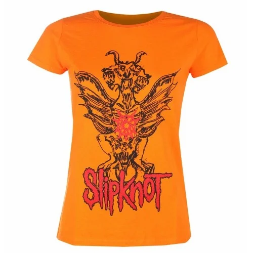 Slipknot Womens/Ladies Winged Devil Cotton T-Shirt-- Collared Crew Neck Turtle Neck