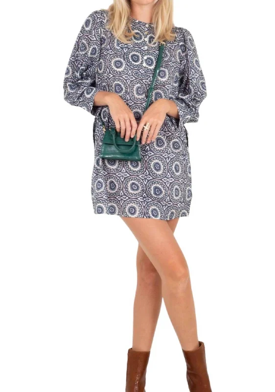 Celine Mini Dress In Deco Block Chic Mini Dress with V-Neck