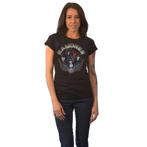 Ramones Womens/Ladies Wings T-Shirt-- Polka Dot Checkered Tartan