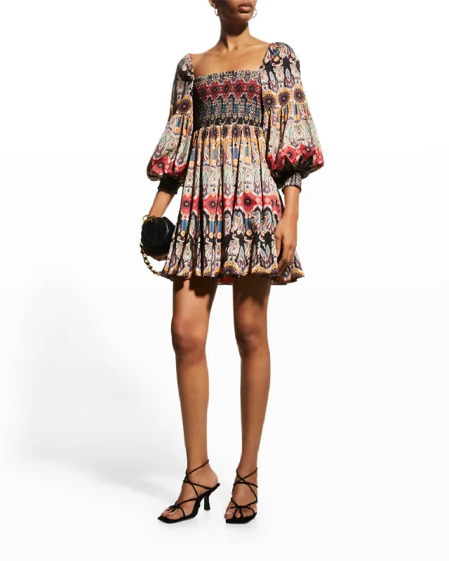 Julissa Empire Waist Mini Dress In Tangerine Fashionable Lace-Trim Mini Dress