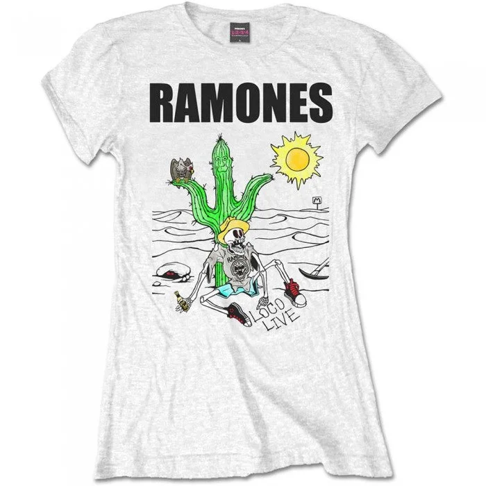 Ramones Womens/Ladies Loco Live T-Shirt-- Hooded Caped Shawl Collar