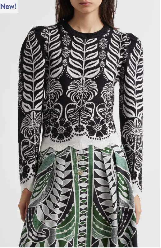 Ainika Tropical Knit Blouse Chic Square Blouse