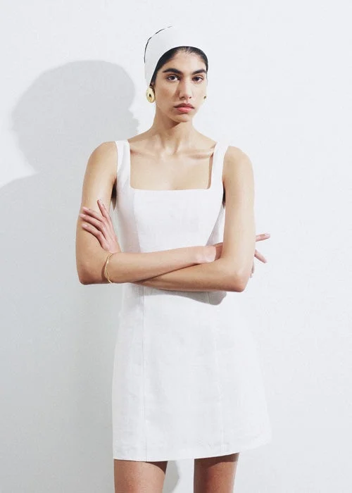 NUDE LUCY  monroe linen mini dress - white Cozy Knit Mini Dress