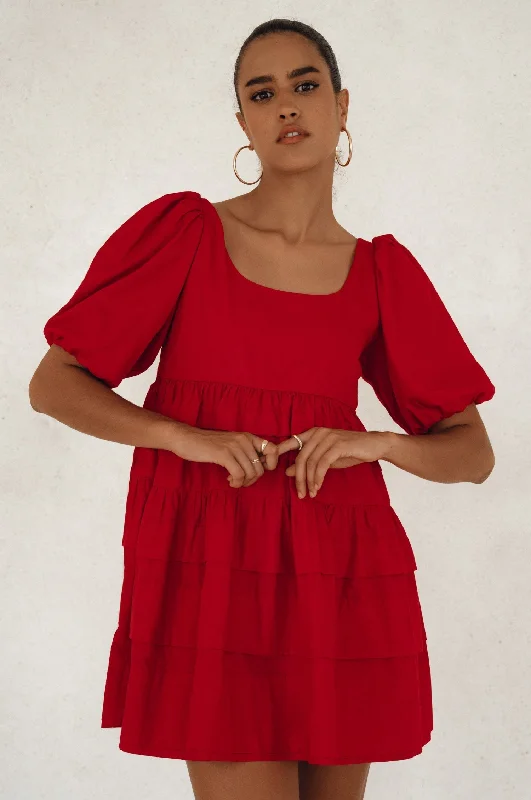 Andrea Babydoll Cotton Mini Dress by ELF Cozy Ribbed Mini Dress