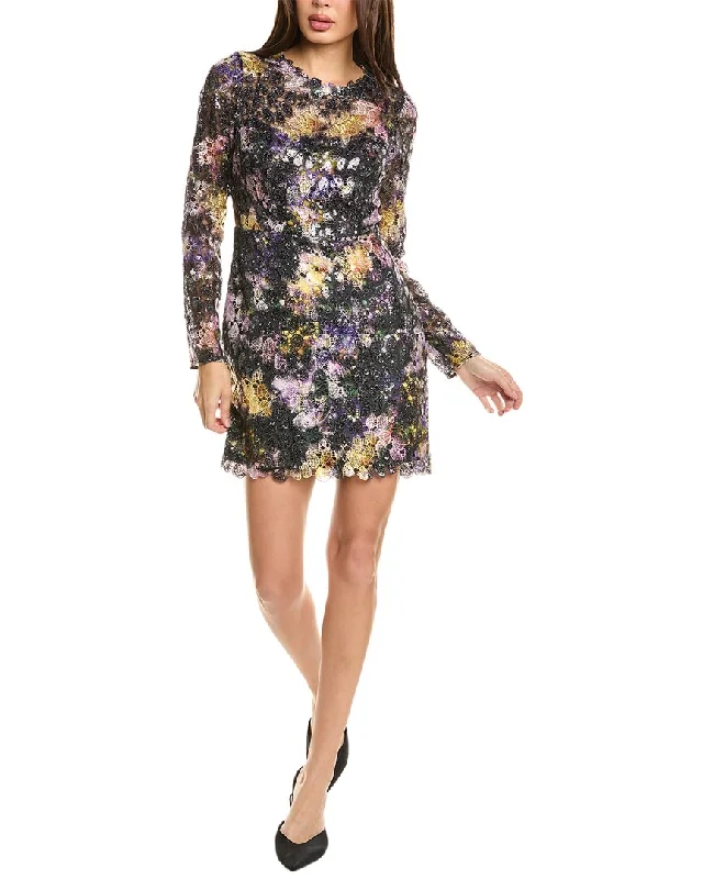 ML Monique Lhuillier Jenna Lace Mini Dress Comfortable Smocked Mini Dress