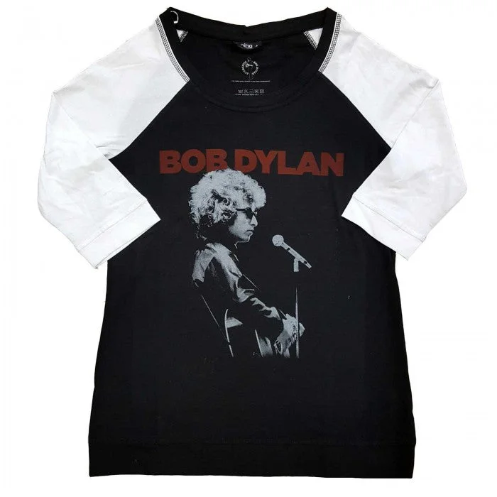 Bob Dylan Womens/Ladies Sound Check Cotton Raglan T-Shirt-- Mesh Fabric Canvas Fabric Denim Fabric