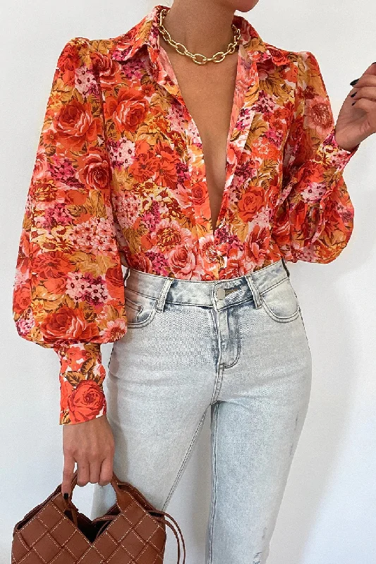 RUNAWAY THE LABEL Womens Fleetwood Blouse Azar Floral Casual Relaxed Blouse