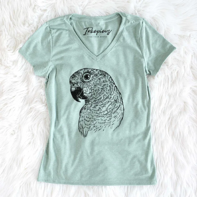 Bare Kelly the Conure - Women's V-neck Shirt-- Ribbed T-Shirt High Neck Heavyweight