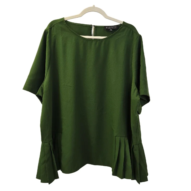 Eloquii Pleat Hem Short Sleeve Blouse Size 24 Side Tie Blouse