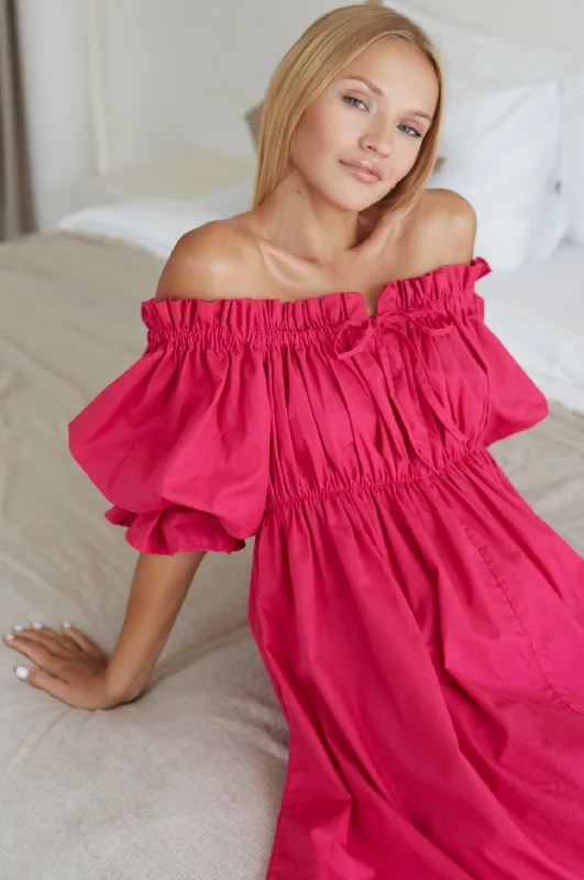 Vacay Off Shoulder Cotton Mini Dress by ELF Classic Floral Print Mini Dress