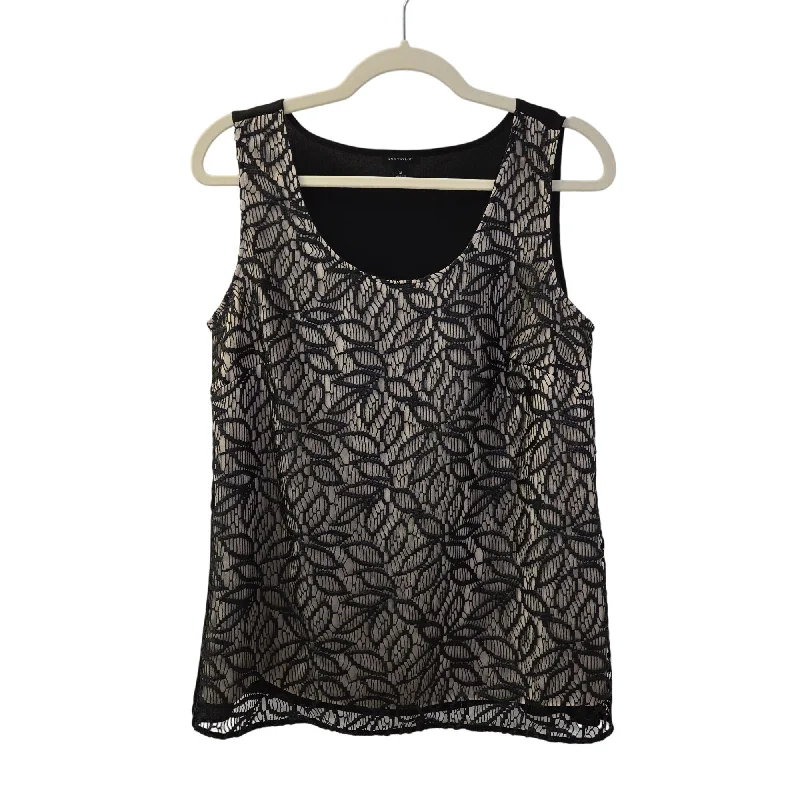 Ann Taylor Floral Lace Overlay Sleeveless Shell Blouse Size Medium Flowy Bohemian Blouse