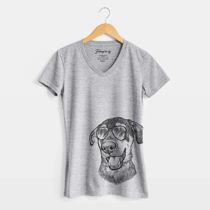 Aviator Jet the Mixed Breed - Women's V-neck Shirt-- Satin Fabric Silk Fabric Chiffon Fabric Aviator Jet the Mixed Breed - Women's V-neck Shirt-- Satin Fabric Silk Fabric Chiffon Fabric