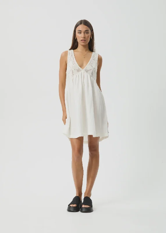 AFENDS Dakota Hemp Mini Dress - White Cozy Jersey Mini Dress