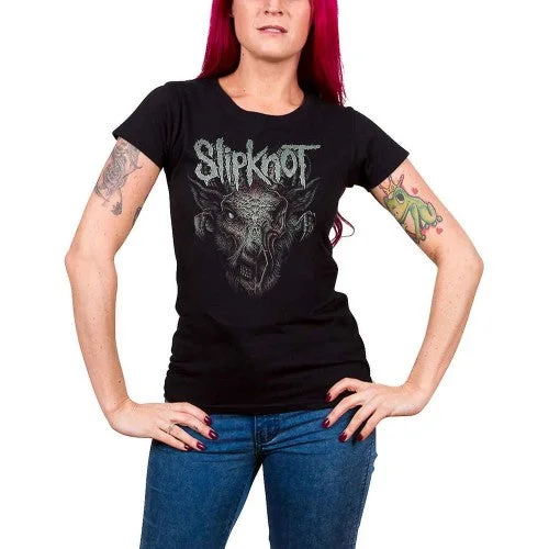 Slipknot Womens/Ladies Infected Goat T-Shirt-- Lace Blend Ribbed Blend Corduroy Blend