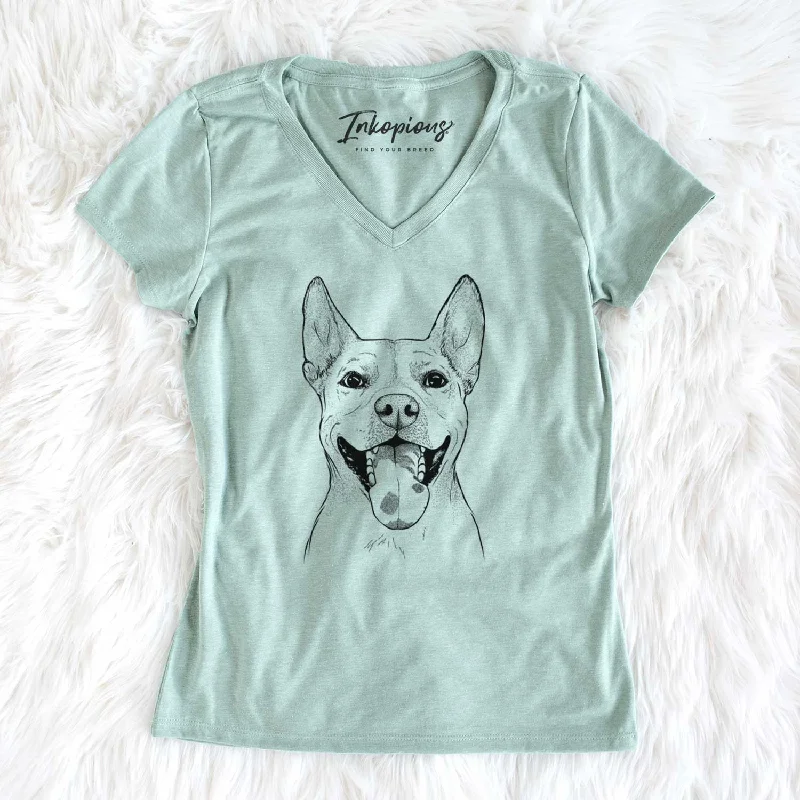 Bare Khaleesi the Carolina Dog - Women's V-neck Shirt-- Cotton Fabric Linen Fabric Terry Fabric