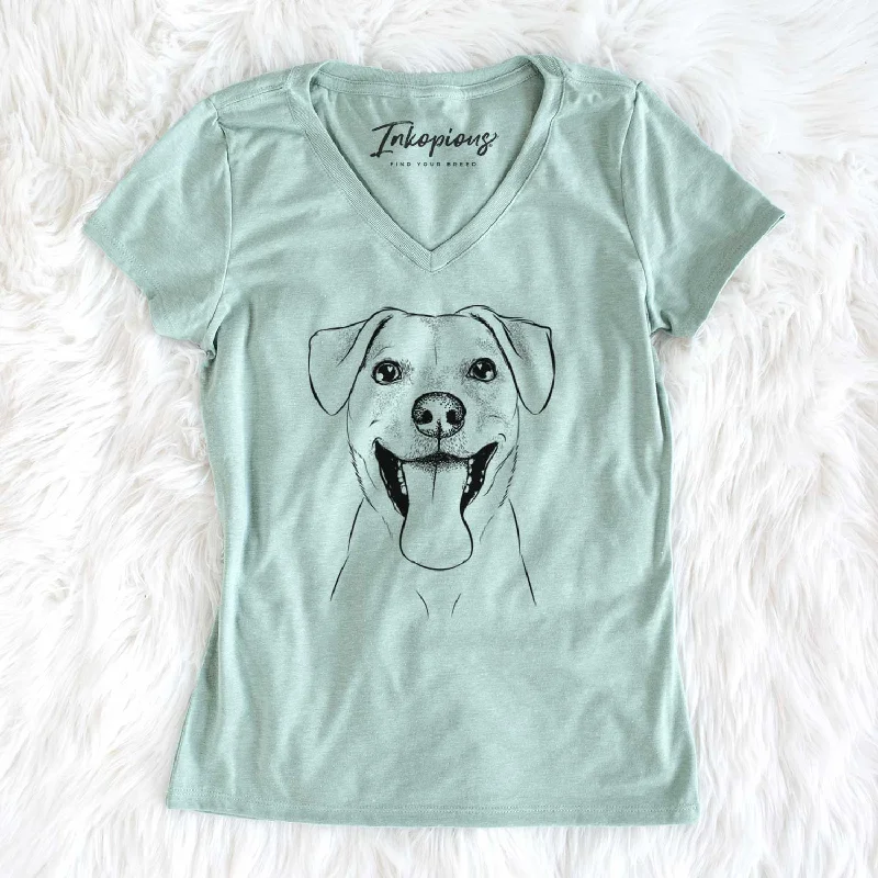 Bare Lily Estelle the Mixed Breed - Women's V-neck Shirt-- Graphic Embroidered Appliqued