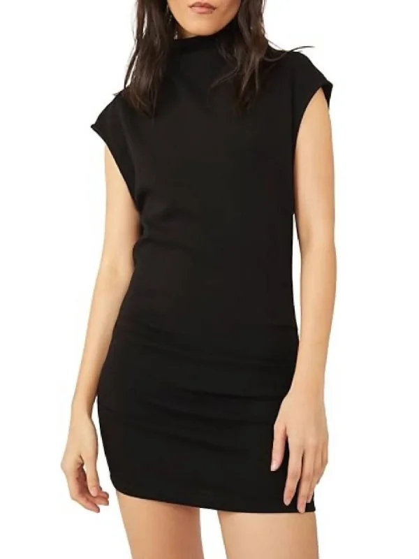 Amelie Mini Dress In Black Fashionable Button-Front Mini Dress