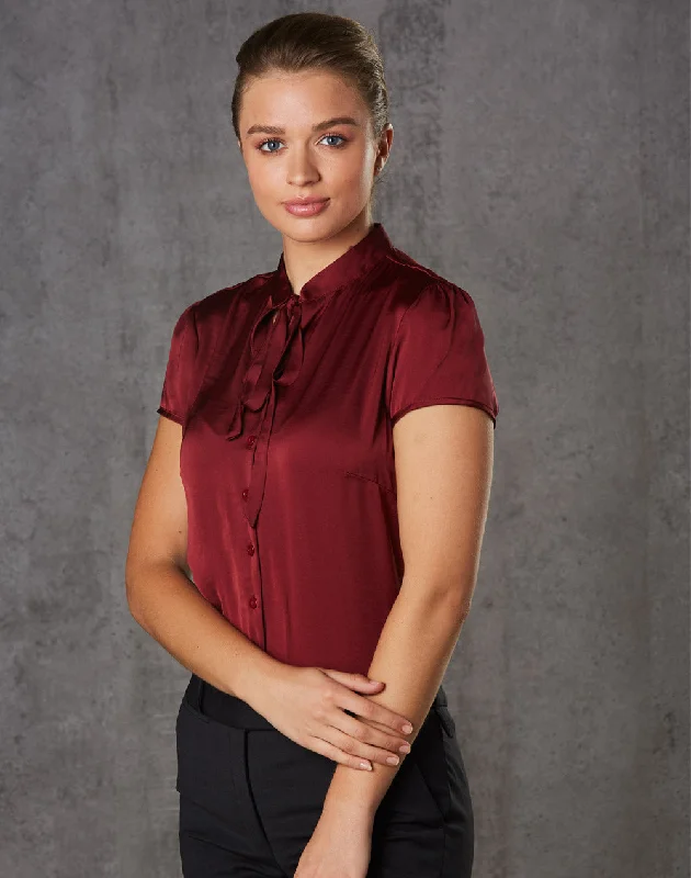 Winning Spirit Women's Tie Neck Blouse (M8810) High Neck Blouse