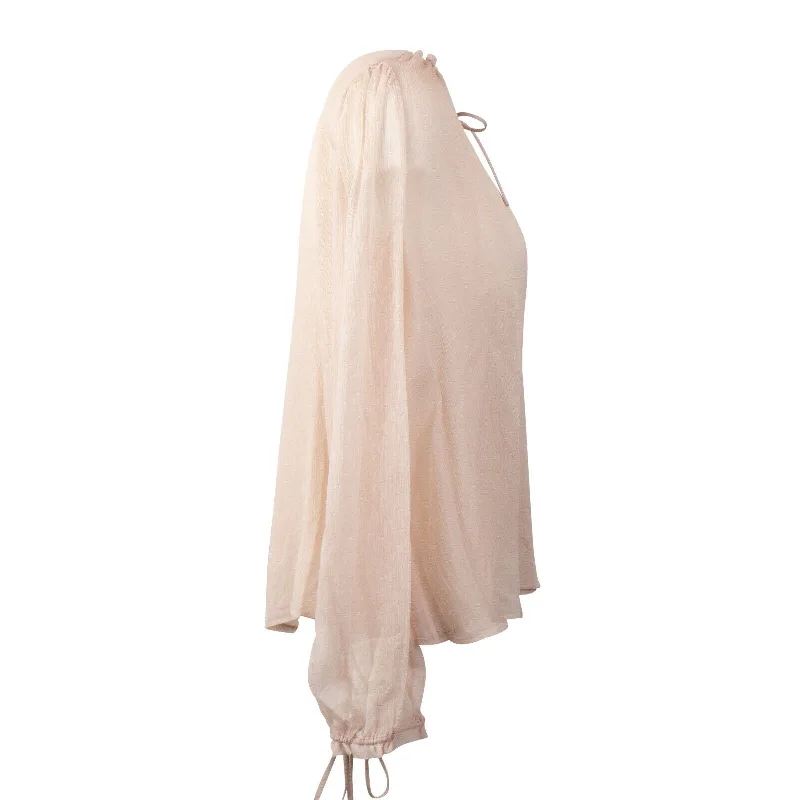 Nude Crinkle Chiffon Blouse Office-Ready Blouse