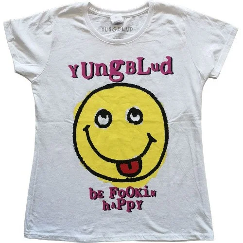 Yungblud Womens/Ladies Raver Smile Cotton T-Shirt-- Knit Fabric Woven Fabric Fleece Fabric