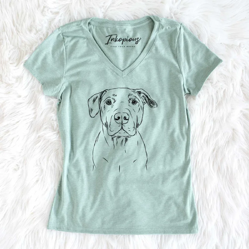 Bare Kadin the Pitbull - Women's V-neck Shirt-- Notch Collar Peter Pan Collar Cowl Neck