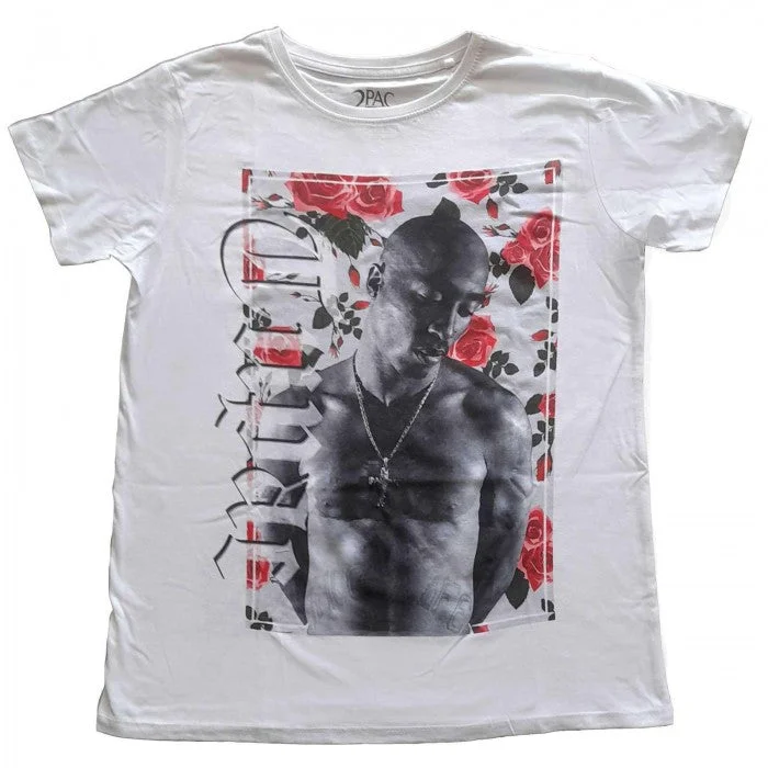 Tupac Shakur Womens/Ladies Floral Cotton T-Shirt-- Plaid T-Shirt Polka Dot Checkered