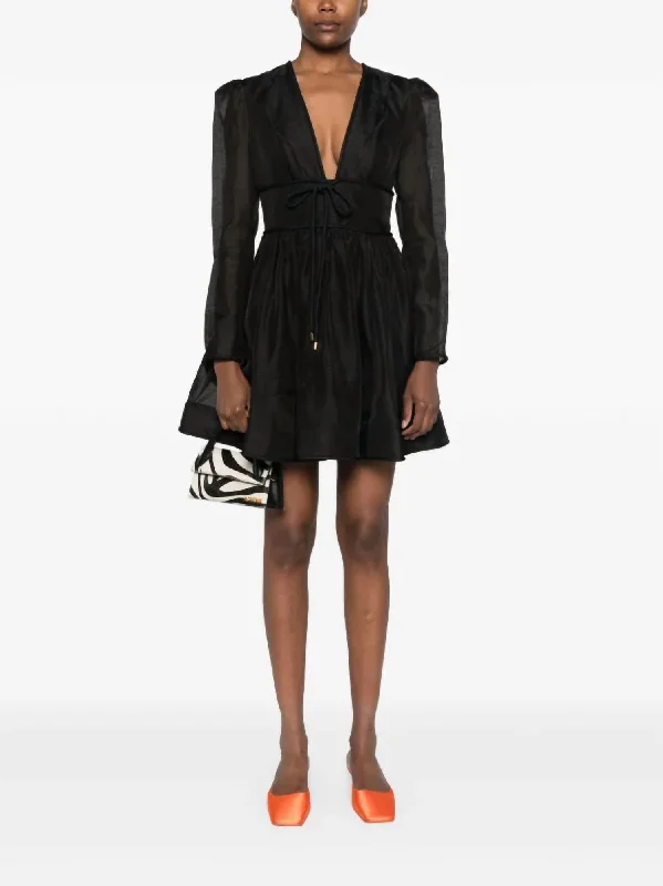 Eden Structured Mini Dress In Black Chic Tropical Mini Dress