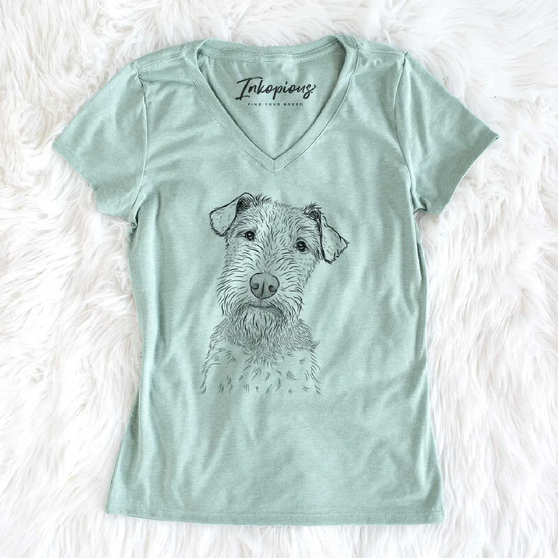Bare Kiara the Welsh Terrier - Women's V-neck Shirt-- Terry Blend Velvet Blend Canvas Blend