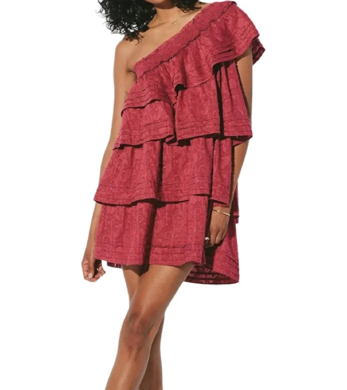 Cosette Mini Dress In Berry Comfortable Polka Dot Mini Dress