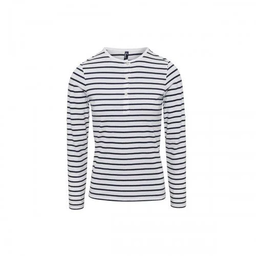 Premier Womens/Ladies Long John Striped Roll Sleeve T-Shirt-- Terry Blend Velvet Blend Canvas Blend