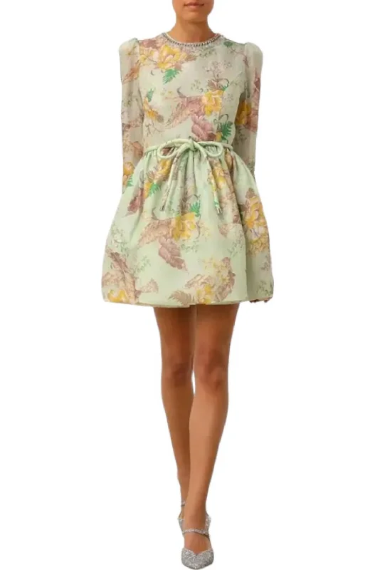 Matchmaker Tulip Mini Dress In Mint Tropical Floral Stylish Short Sleeve Mini Dress