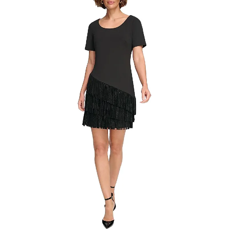 Womens Fringe Trim Mini Mini Dress Chic Bohemian Mini Dress