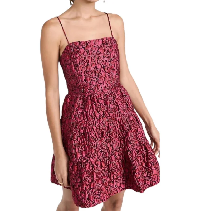 Jamila Tiered Mini Dress In Wild Pink/black Cozy Knitted Mini Dress