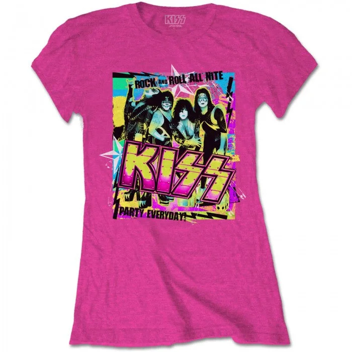 Kiss Womens/Ladies Party Everyday Cotton T-Shirt-- Welt Pockets Slit Pockets Flap Pockets
