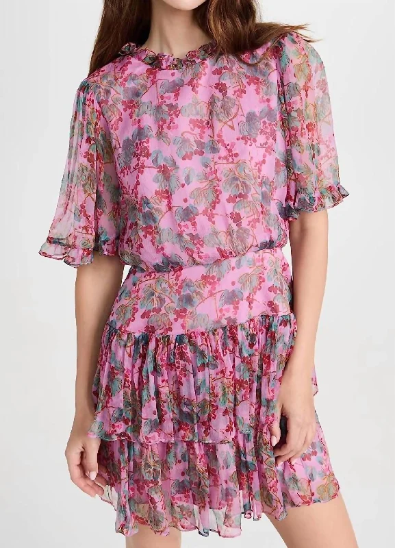 Women's Ava-D Floral Mini Dress In Blush Pink Cozy Jersey Mini Dress