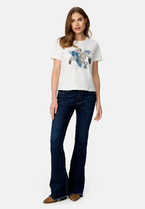 CATNOIR White Triangle Print T Shirt-- Chenille Blend Fleece Blend Nylon Blend