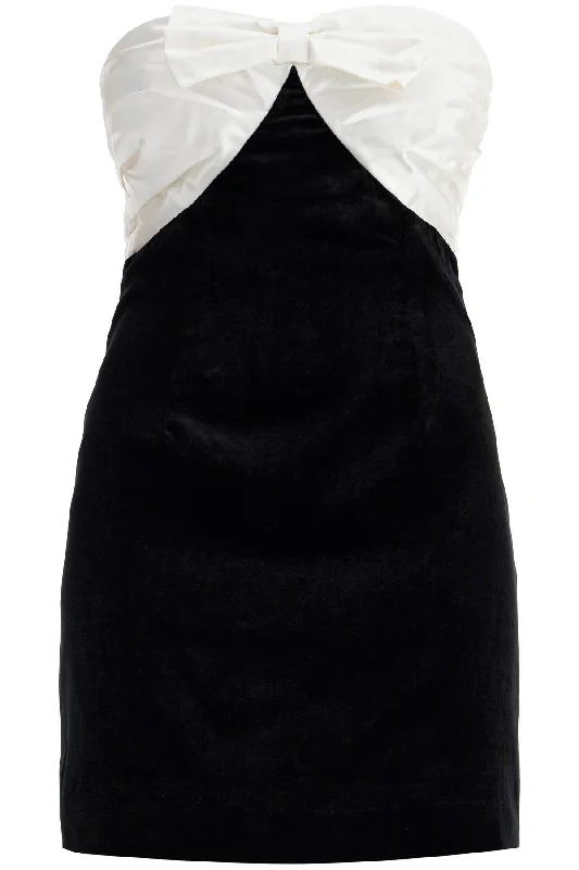 Alessandra Rich Women's Velvet Mini Dress With Bow Accent Stylish Ruffle Mini Dress
