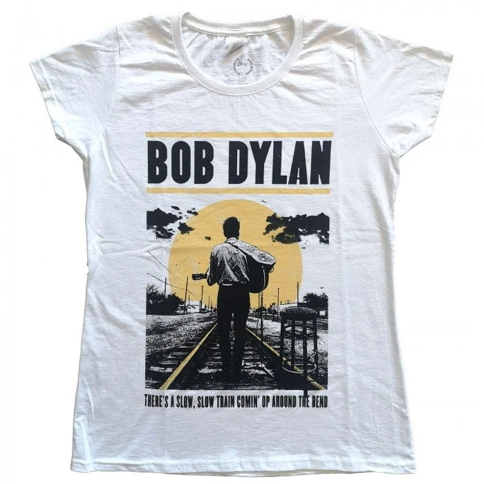 Bob Dylan Womens/Ladies Slow Train T-Shirt-- Collared Crew Neck Turtle Neck