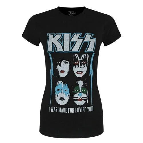 Kiss Womens/Ladies Made For Lovin´ You Cotton T-Shirt-- Striped Floral Plaid