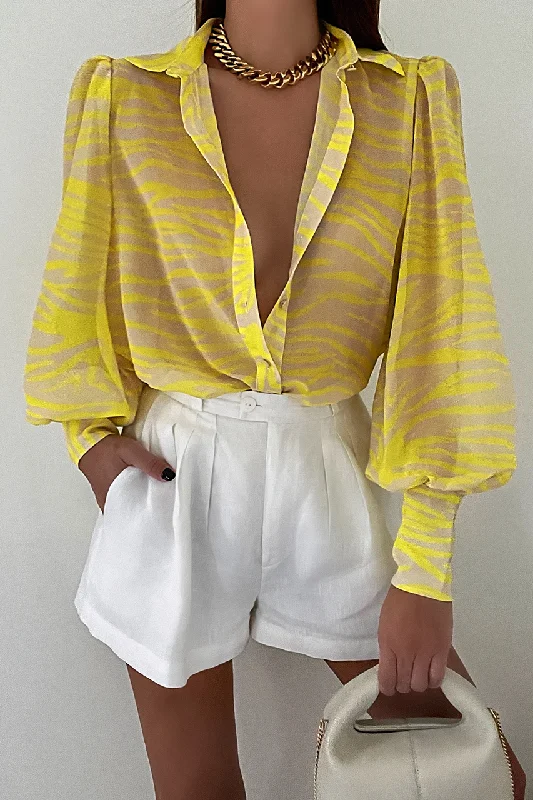 RUNAWAY THE LABEL Womens Fleetwood Blouse - Chiara Yellow Satin Bow Blouse