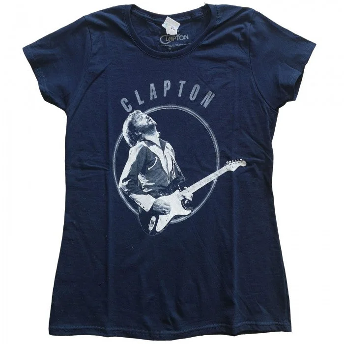 Eric Clapton Womens/Ladies Vintage Photo Cotton T-Shirt-- Print Jacquard Patchwork